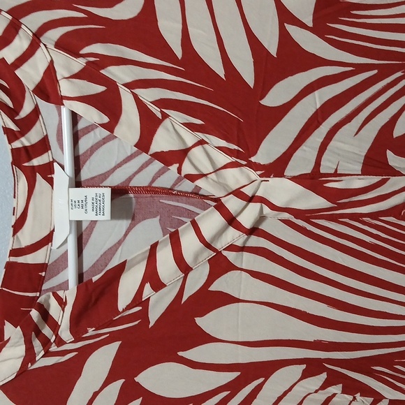 H&M 100% Viscose Tropical Print V-neck Midi Dress Womens Medium Resortwear Boho - Picture 2 of 6